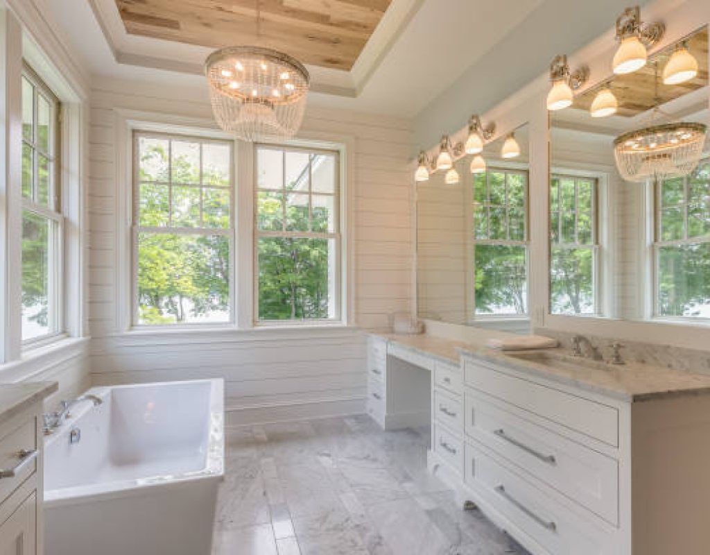 Bathroom remodel with walk-in shower in Downers Grove home